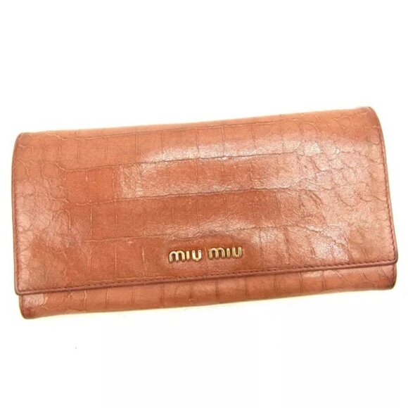 miumiu Wallet Purse Long Wallet Pink Gold Woman Authentic Used - Picture 2 of 14